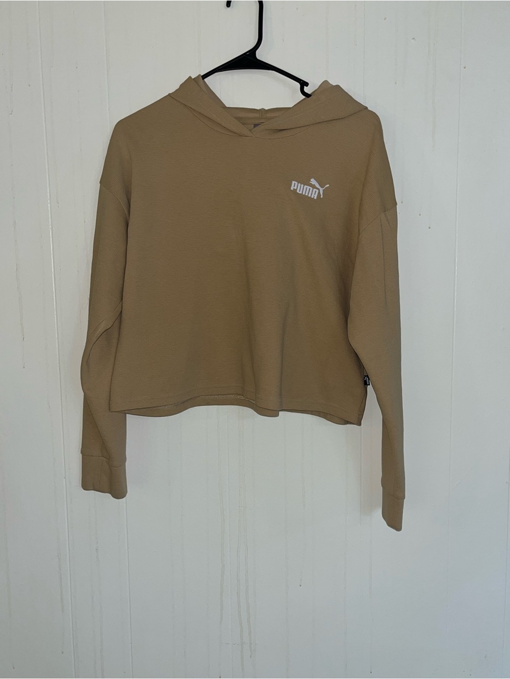 Puma Women's Cropped Hoodie - Beige/Tan